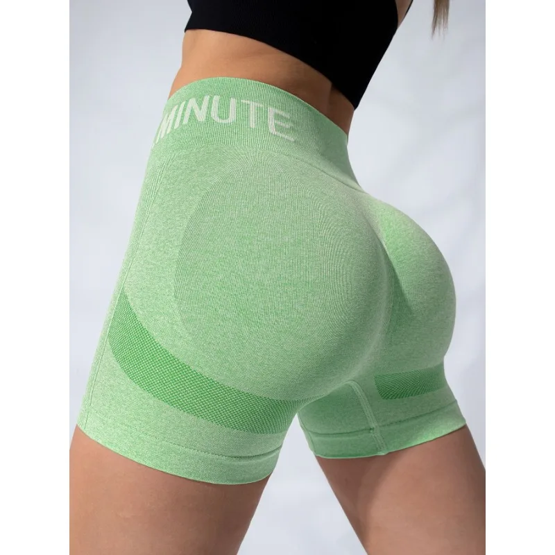 Running Sports Shorts Women Seamless Knit Shorts Stretchy High Waist Yoga Leggings Sexy Butt Liftting Fashion Letter Gym Shorts