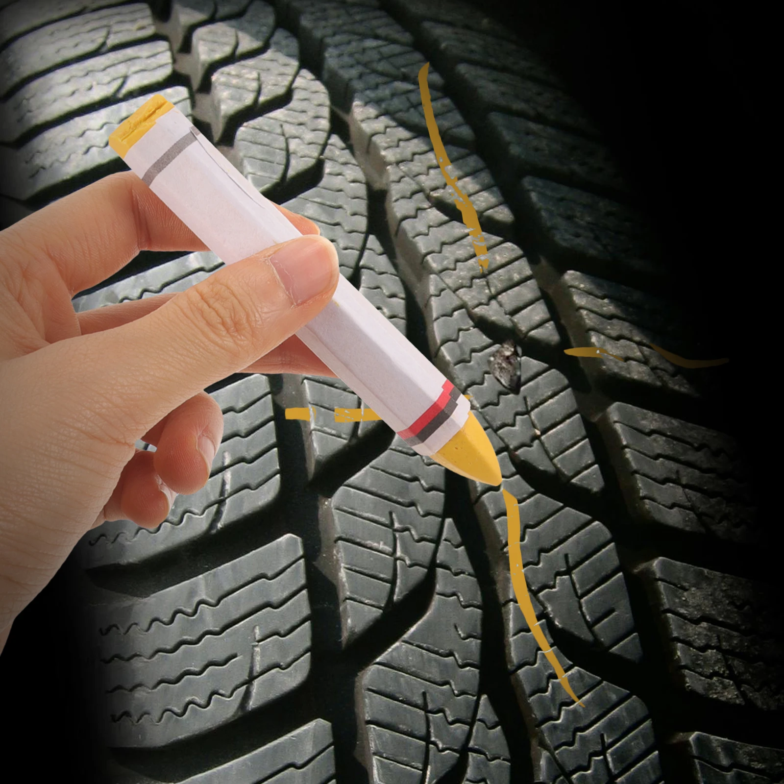 

2pcs Tire Marking Pen Car Repair Supplies Wax Marker Fine Tip Durable Multiple Use For Tires Cars Motorcycles Bicycles