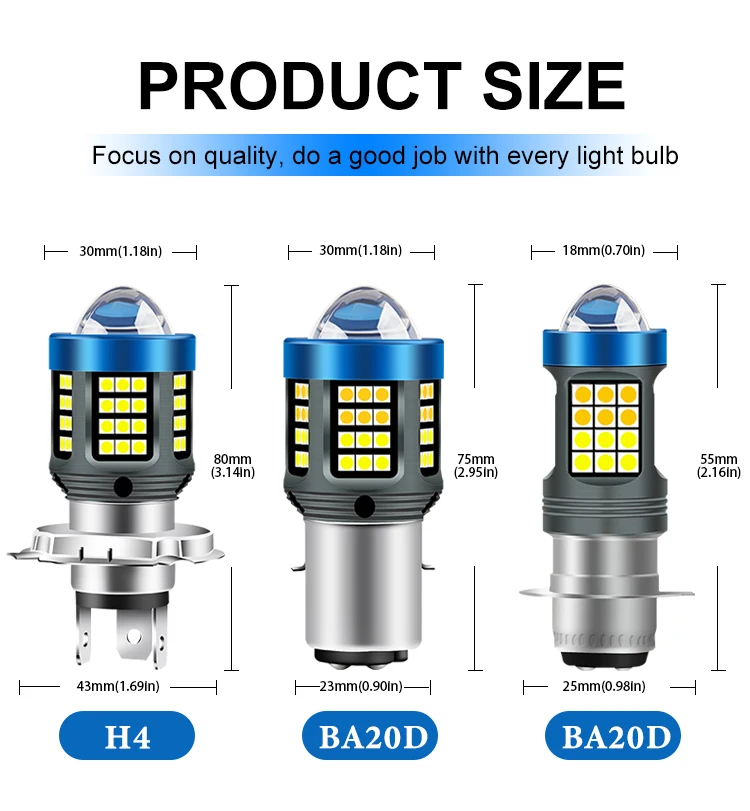1 Stück H4 BA20D H6 LED Motorrad-Scheinwerfer CSP Zweifarbig Weiß Gelb Fern- und Abblendlicht Nebelscheinwerfer für Motorrad Roller Tagfahrlicht – Detail 7