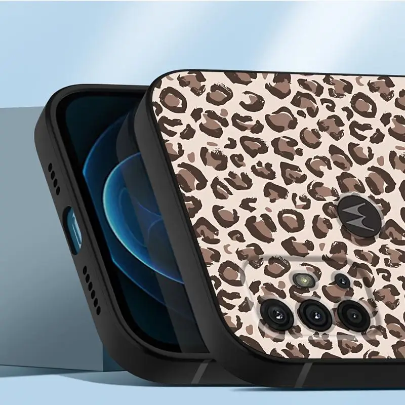 INS Brown Leopard Print Cover Phone Case for Motorola Moto G30 G31 G50 G51 G60S G71 G22 G32 G52 G72 G53 G73 Soft TPU