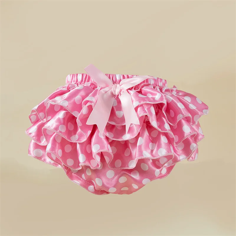 

Toddler Ruffle Print Panties Girl's Underwear Babys Pink Round Dot Briefs Cotton Fabric Bow Diaper Baby Short