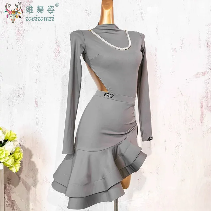 Latin Dance Competition Clothes Women Sexy Fishbone Girl Short Skirt Samba Ladies Party Prom Competition Evening Practice Wear