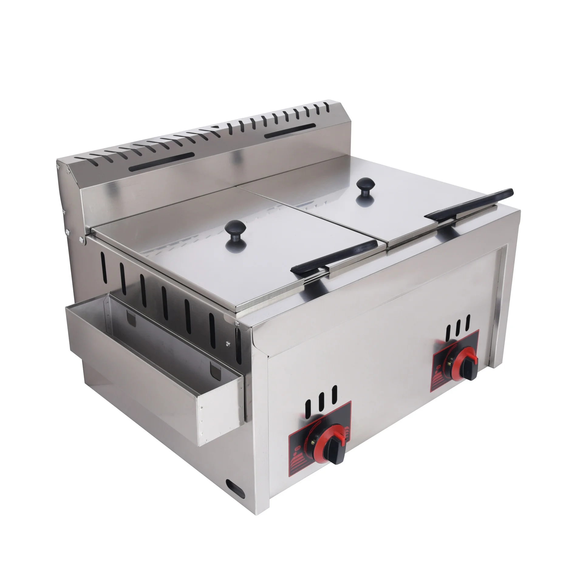 Commercial Gas Fryer, Double Tank & Double Basket Deep Fryer, Gas Frying Machine for Chicken, Fries & Street Snacks - view 2