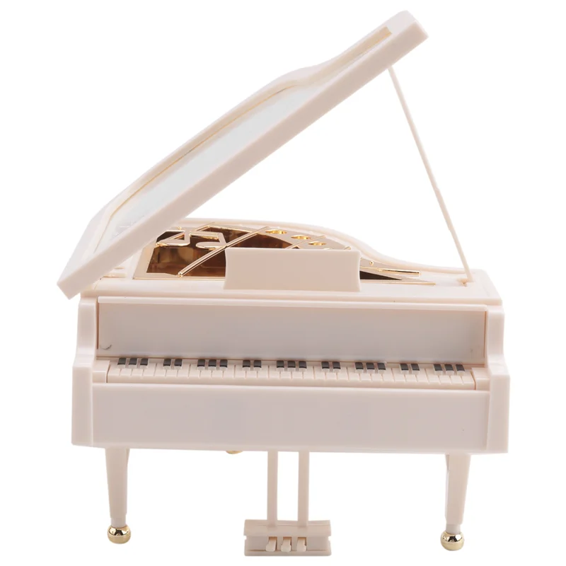 A01F-صناديق موسيقية ميكانيكية بيضاء على شكل عقارب الساعة، هدية عيد ميلاد للفتيات أو ديكور سطح المكتب #1