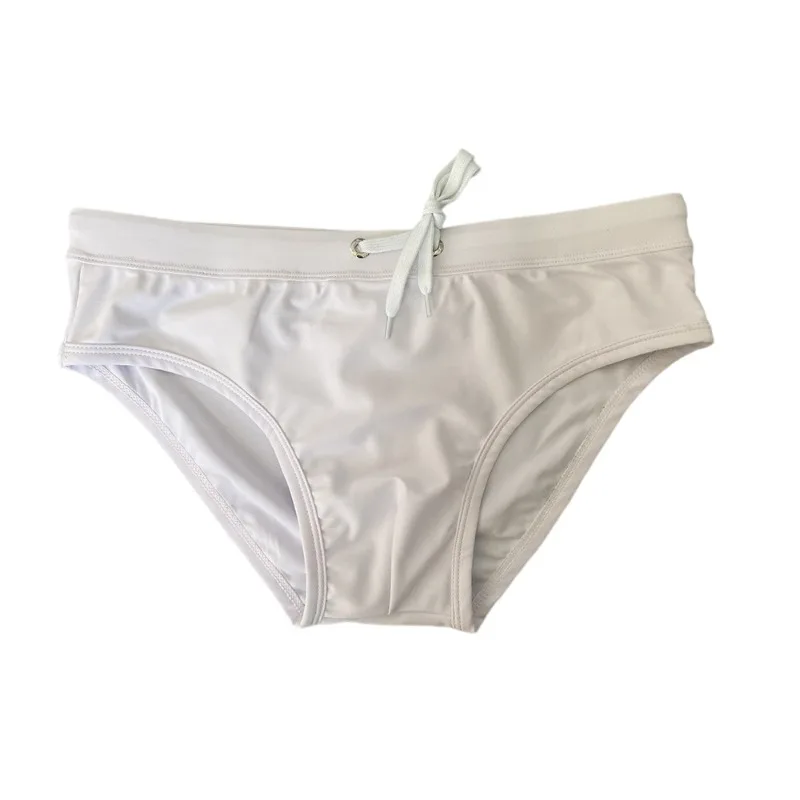 men's solid color hollowed-out rear mesh briefs cup breathable youth swimming trunks foreign trade 10060zb