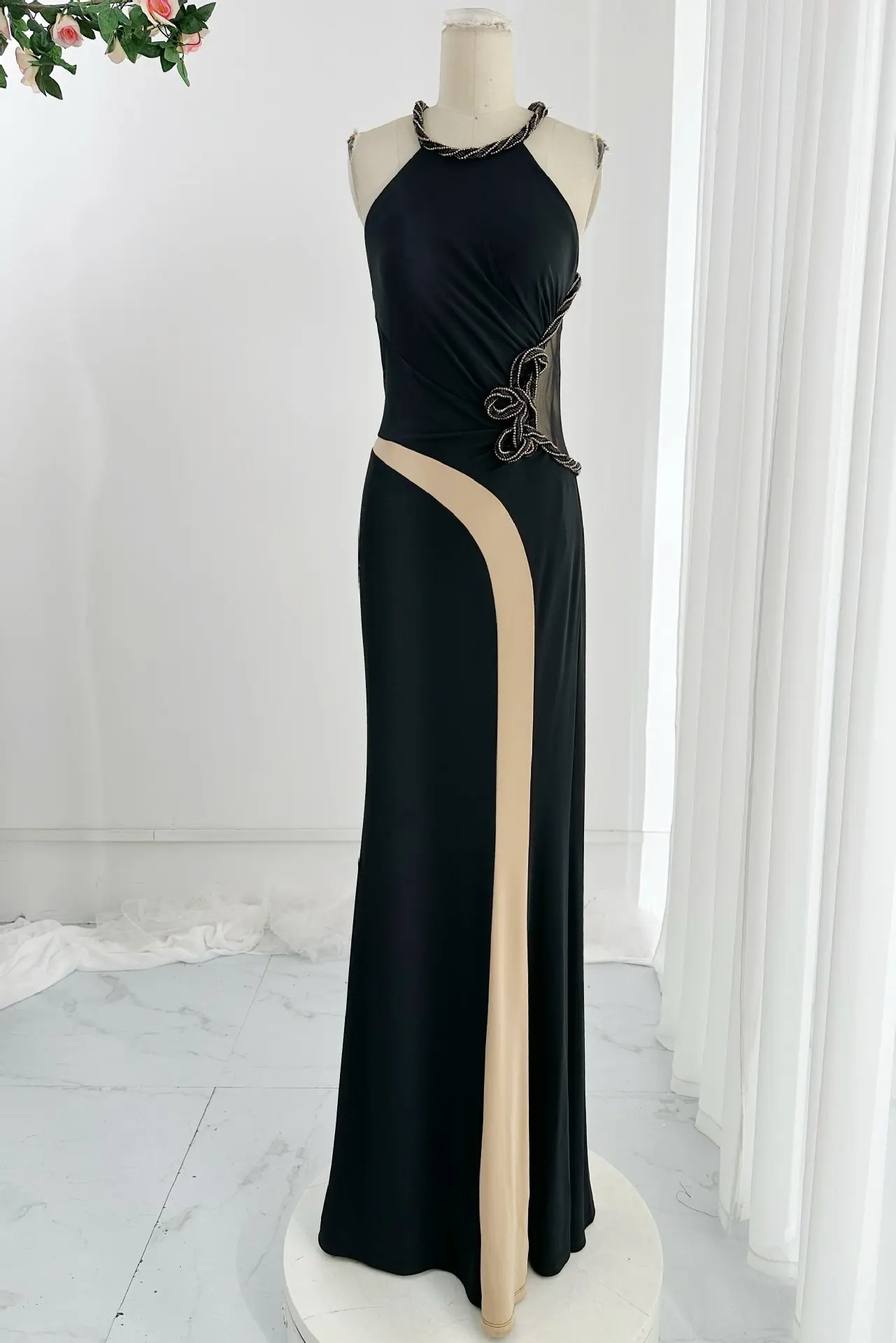 Black Minimalist Sexy HalterExposed Shoulder SlimmedMermaidWaist Waist And Thin Long Performance Evening Dress Skirt M2204