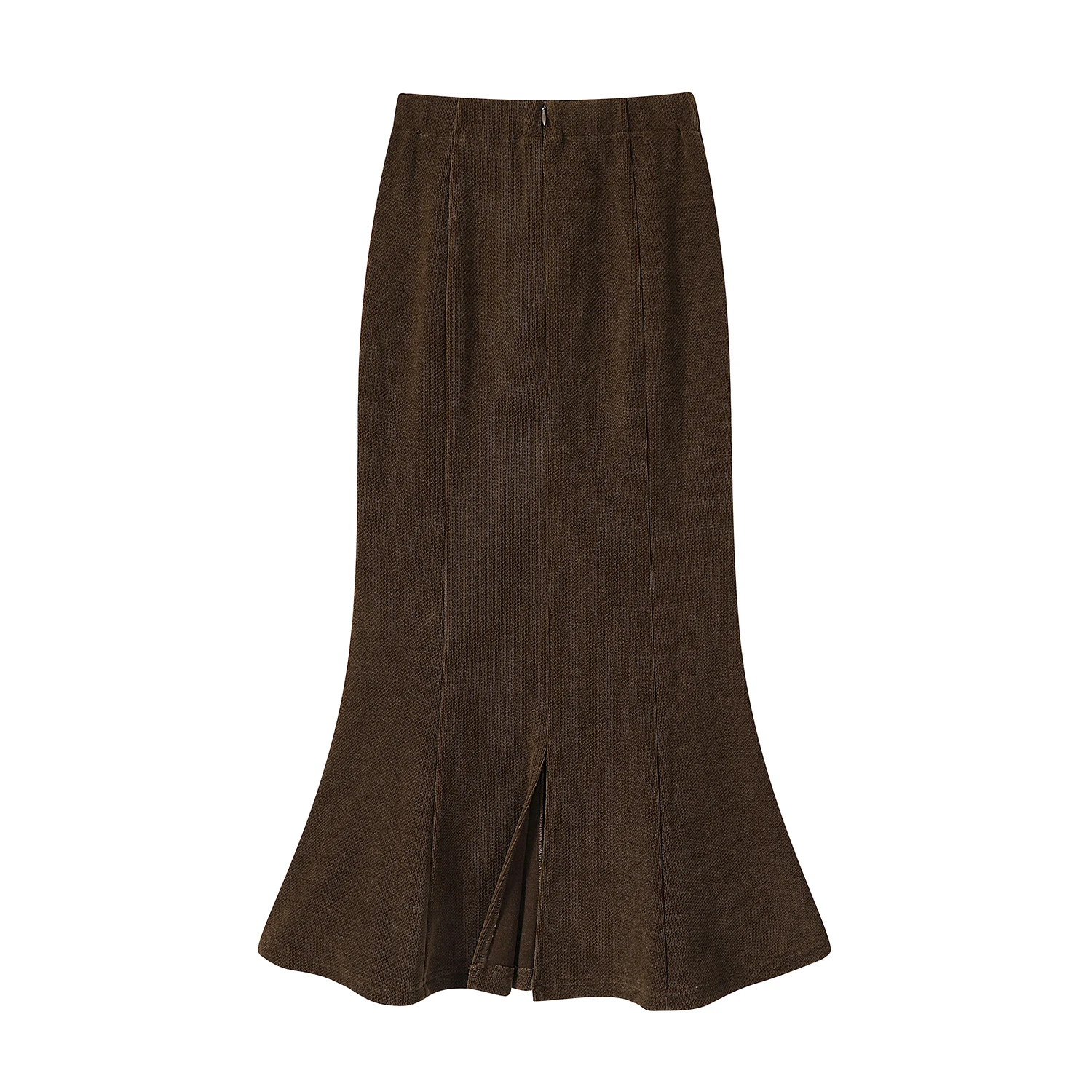 Herfst Winter Fluwelen Terug Split Vrouwen A-lijn Wikkelrokken 2025, Nieuwe Hoge Taille Terug Rits Kantoor Effen Zeemeermin Rokken Vrouwelijke