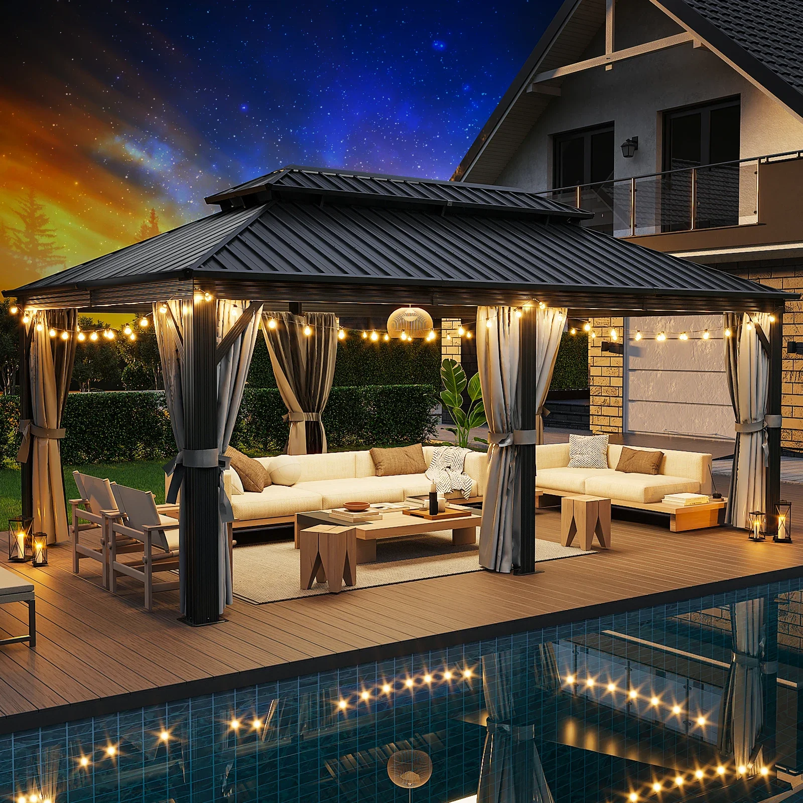 

# Mochen 12x20ft Алюминиевый пульверизатор высшего класса beschichtetem nke Doppeldach aus!!!!!!!!inktem Stahl Wasserdichter Hardtop-Pavillon