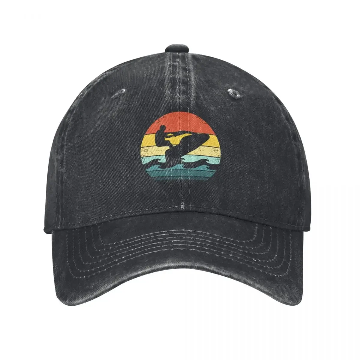 70s Water Scooter Silhouette in a Retro Sunset Baseball Cap Golf Cap Big Size Hat Mountaineering For Women Men's