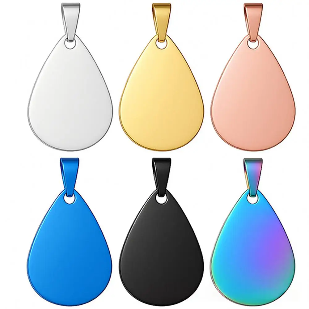 10pcs Stainless Steel Blank Charm Drop Shape Pet ID Tag For Engraved Pet Name Phone Accessory DIY Name Pendant Jewelry