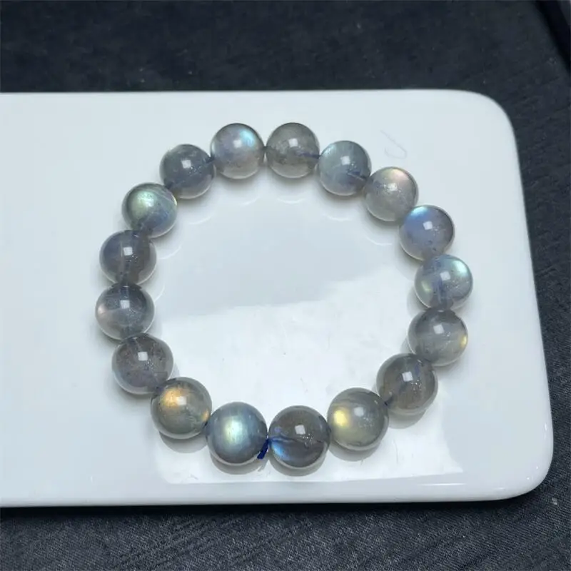 Natural Labradorite Bracelet Handmade Crystal Quartz Jewelry Stretch Bangle Children Birthday Gift 9/10/11/12MM 1PCS