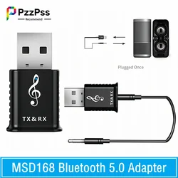 PzzPss 2 in 1 Bluetooth 5.0 Transmitter Receiver Mini 3.5mm AUX Stereo Wireless Bluetooth Adapter For Wireless Earphone TV MP3