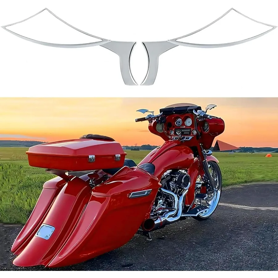 Chrom-Motorradspiegel in Fledermausform, Upgrade-Rückspiegel für Harley Road King Sportster Street Glide und langlebiges Metall