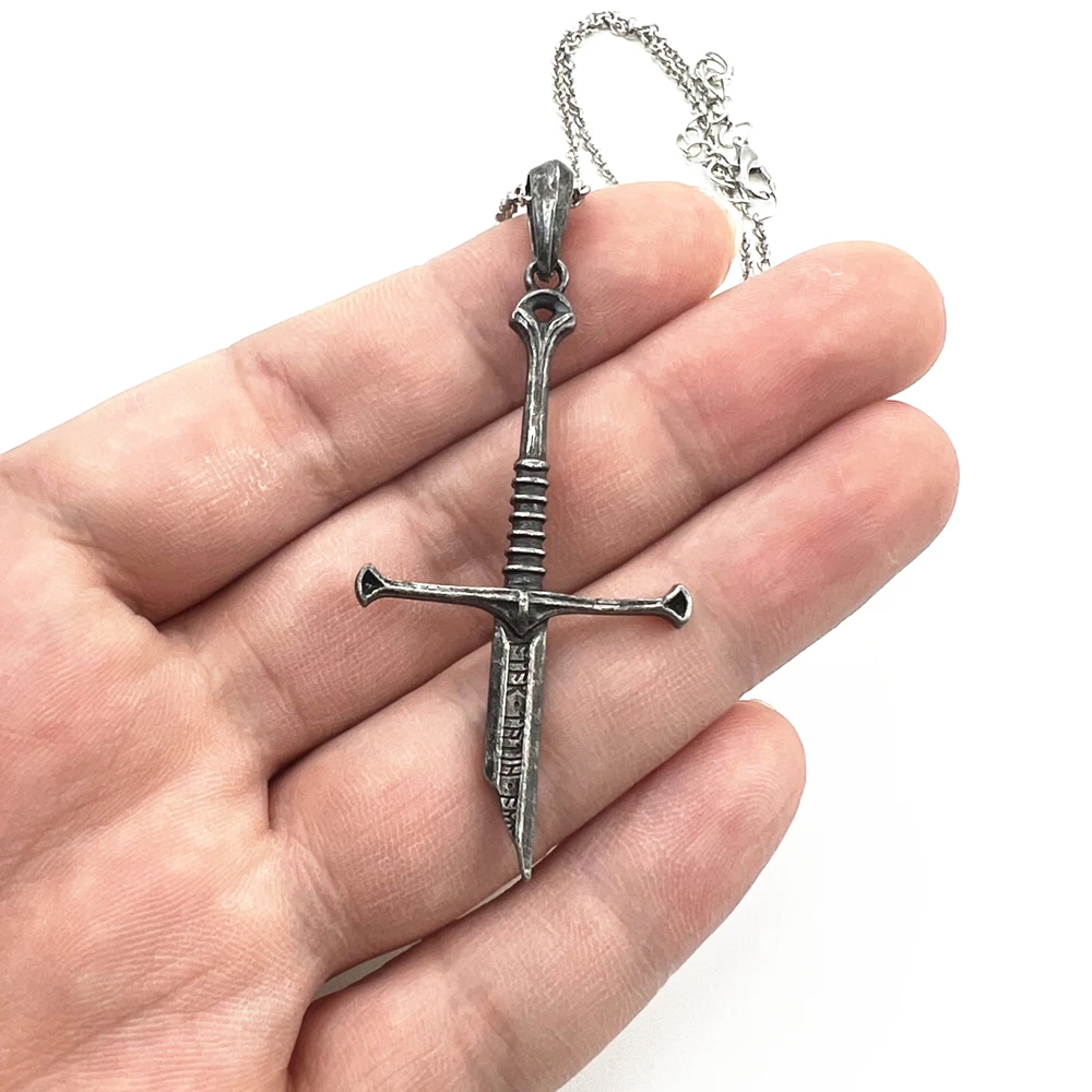 Movie Aragorn Narsil Broken Sword Cosplay Necklace Unisex Pendant Punk Choker Jewelry Accessories Gifts