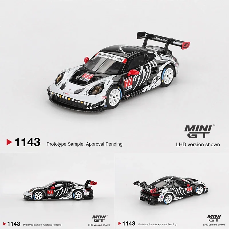 

Предпродажа MINIGT 1143 # 77 1:64 Porsche 911 GT3 R AO Racing IMSA Petit Le Mans Skeleton Rexy Хэллоуин Литая под давлением модель автомобиля игрушки