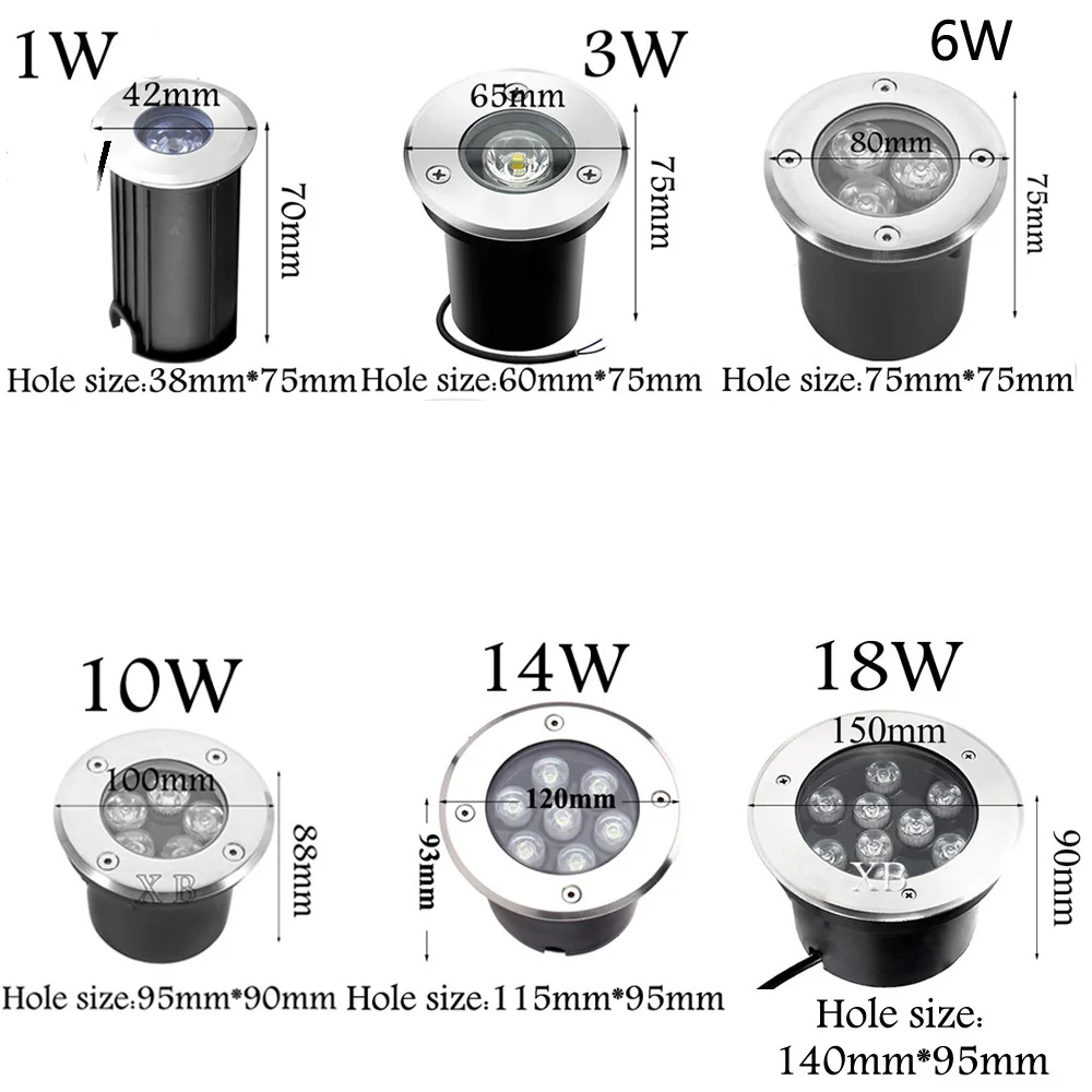 Waterproof Led Light Garden Underground 1W 3W 10W 18W IP67 DC12V Outdoor Buried Path Spot DC12V Inground Deck Lamp AC85-265V