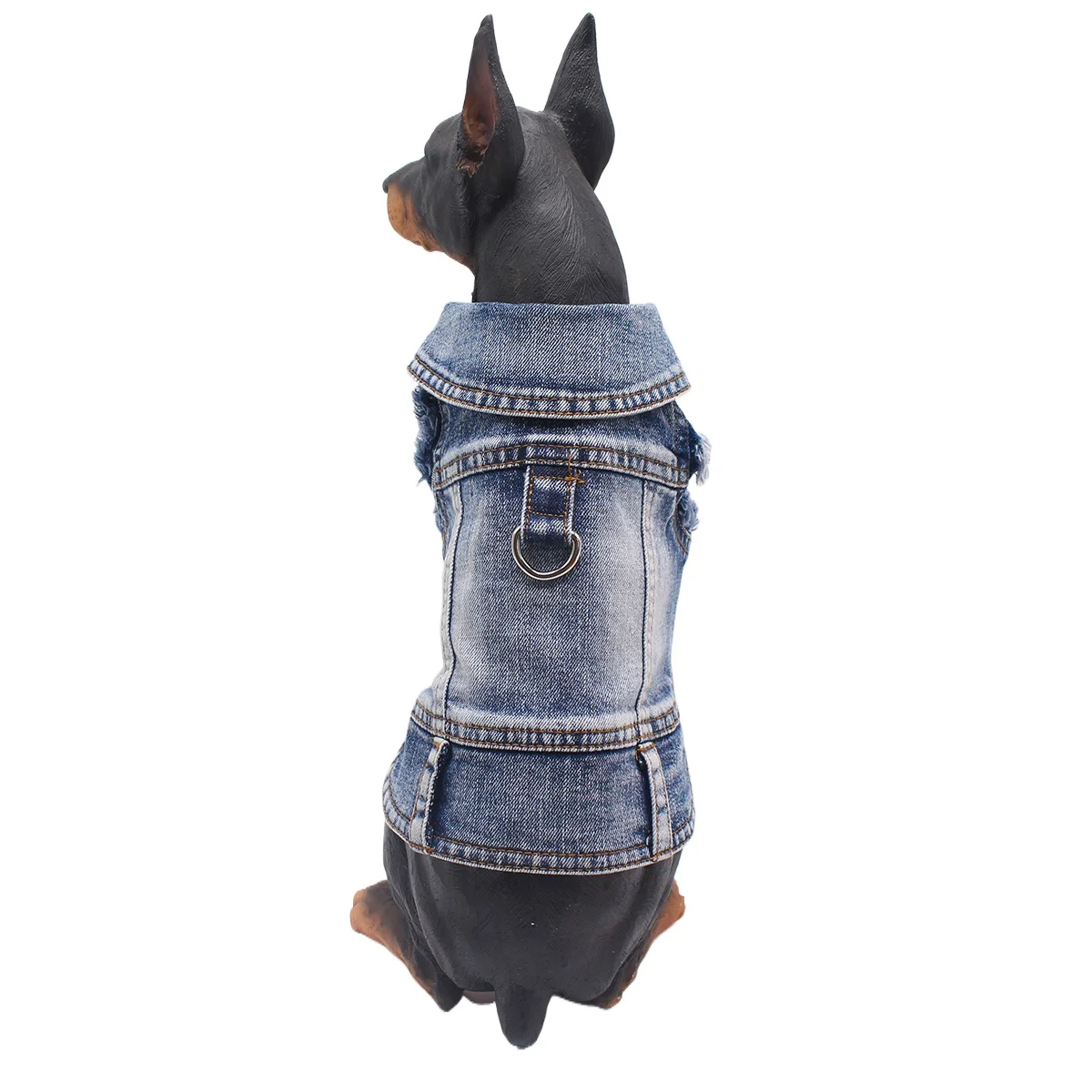 Dog Jeans Jacket Cool Blue Denim Coat for Small Medium Girl Boy Dogs Pet Harness Vest Cat Costume with Leash Ring XS-XXL 2024New