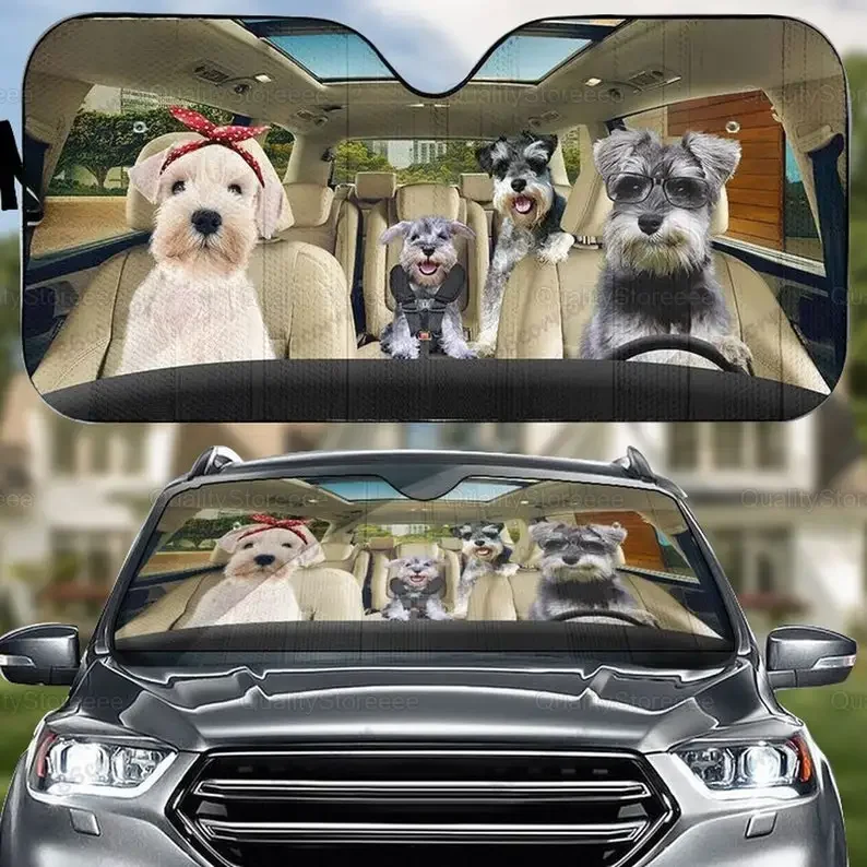 Schnauzer Car Sunshade,dog Car Sun Shade,schnauzer Dog Car Decoration,dog Lover Gifts,gift for Him