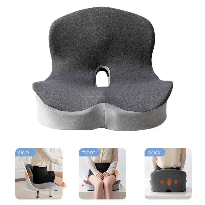Patented pressure-relieving portable long seat cushion with orthopedic memory foam 3D mesh cushion