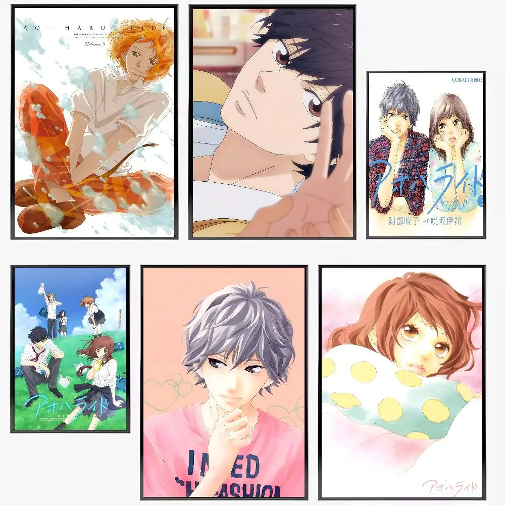 Blue Spring Ride Cartoon Anime Posters High Quality Self-adhesive Wall Art Decorations Color Prints Sticky