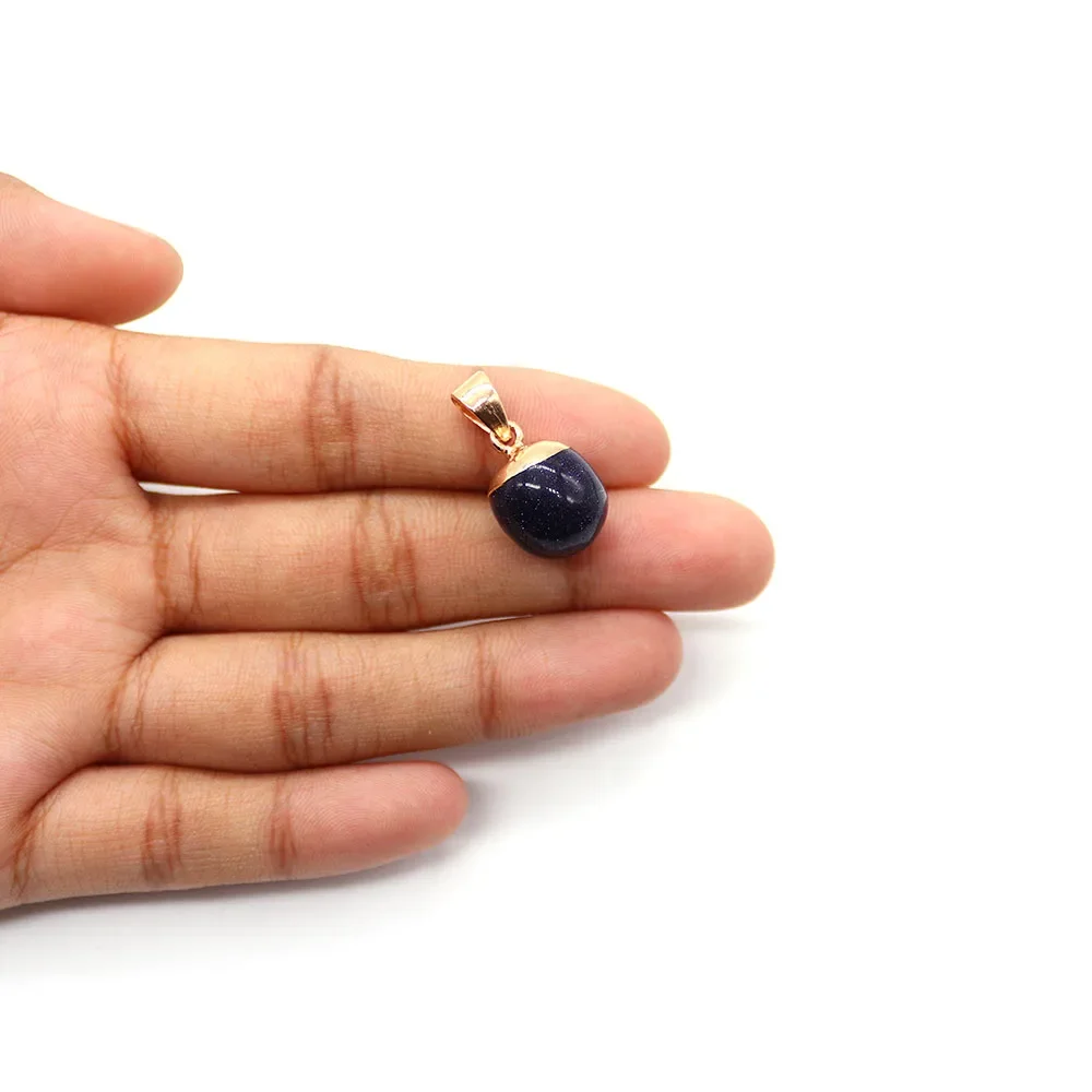 12x18mm Natural Stone Pendant Bean Shape Lapis Lazuli Black Agate Amethyst Pendant for DIY Making Earring Necklace Jewelry