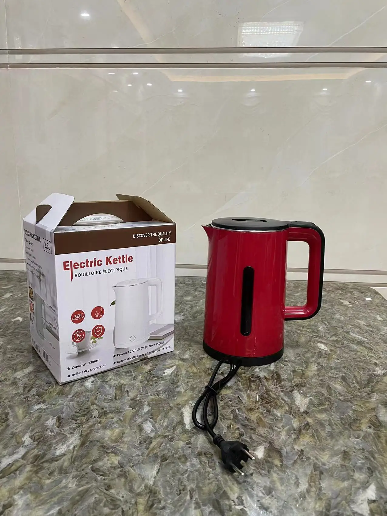 Electric Kettle Double Layer Heat-resistant Kettle Household Hot Water Kettle for Boiling Water