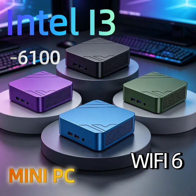 Mini PC Intel Core i3-6100Compact 16G BLarge SSD4K Display WiFi6 BT5.2 Multifunctional Office Gaming Mini Computer Device
