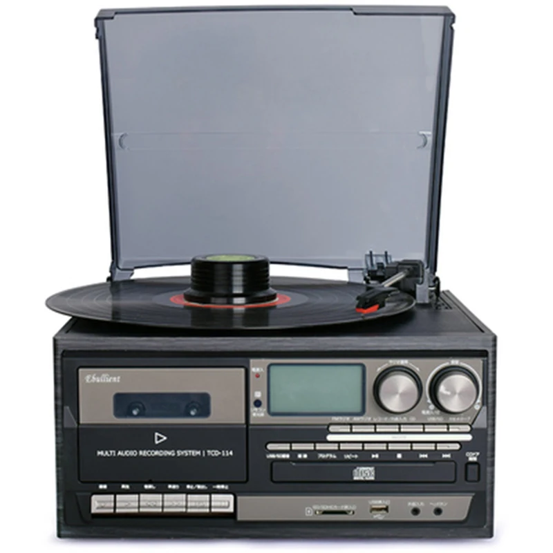 Imagem -03 - Gravador de Vinil Turntable lp Velocidade Compatível com Bluetooth Vintage Telefone cd e Cassete fm Rádio am Usb Rec