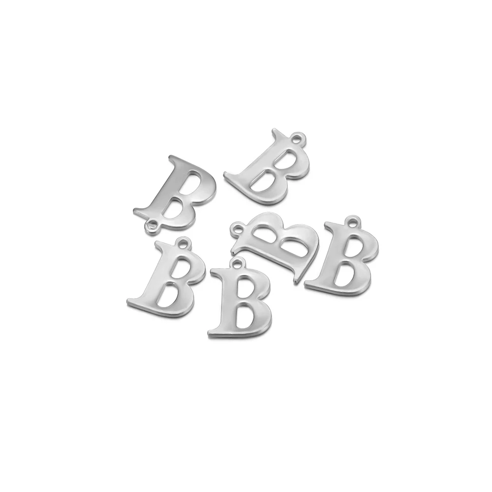 50pcs Stainless Steel 26 Letter Pendant Alphabet Charms Necklace Pendant Bracelet Making Earring Findings DIY Name Jewelry