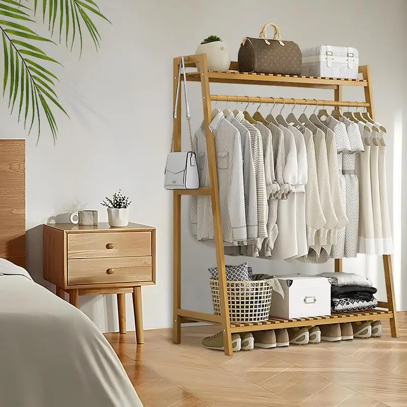 Floor Garment Rack Floor Clothes Hanger Braiding Rack Stand Home Standing Clothe Shelf With Multi Layers Laundry Organizing tool