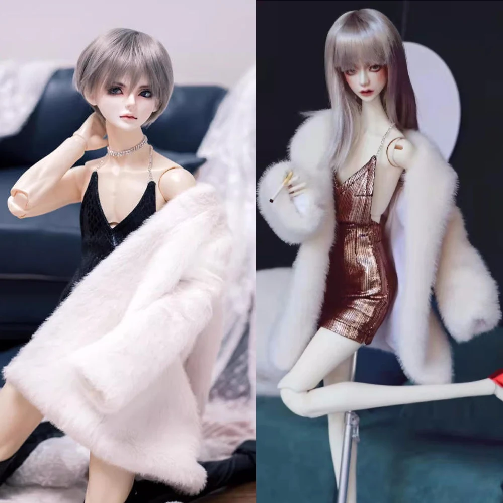

D09-P767 children handmade toy 1/4 MSD MDD CD2 1/3 uncle 68 ID75 BJD/SD doll clothes White fur coat 1pcs white 1pcs