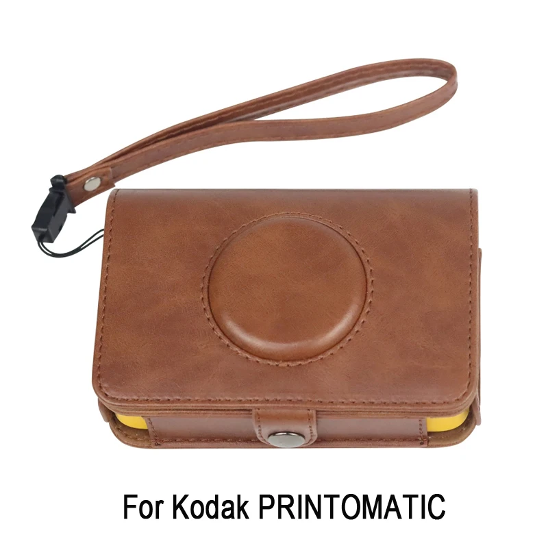 PU Leather Push-button Bag For Kodak PRINTOMATIC Camera Full Body Protective Shell Case with Hand Lanyard