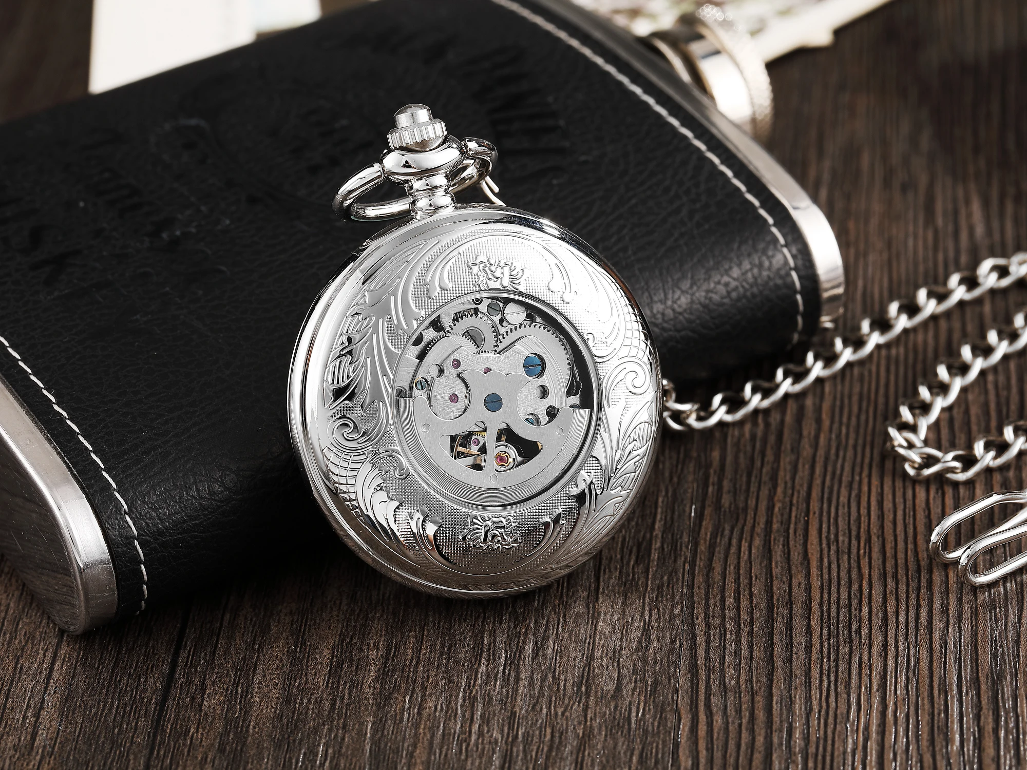 Luxus Silber Römische Ziffern Maschinen Taschenuhr Kette Männer Frauen Hohl Vintage Anhänger Halskette Beste Geschenke für Männer Frauen