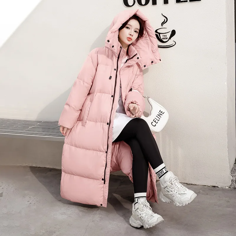 2023 New Winter Long Down Cotton Suit Women's Hoodie Loose Over Knee Warm and Thick High Quality Coat