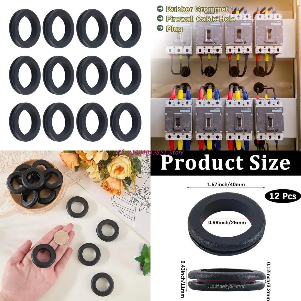 12 Pack Quick Installation Fireproofs Cable Grommets Cable Management Tool 