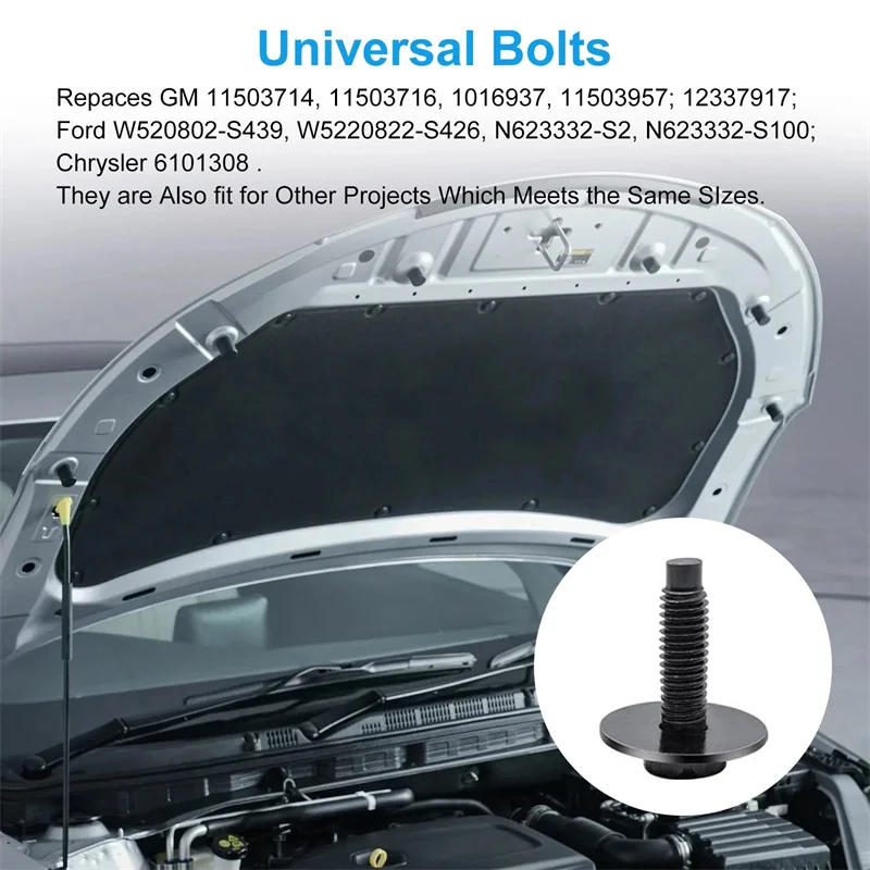 Hot! NEW 50Pcs M6-1.0 Hex Head Body Bolts Bumper Splash Shield Under Cover Hood,m6 Bolt,hex Bolts,10mm Bolt,20mm Washer