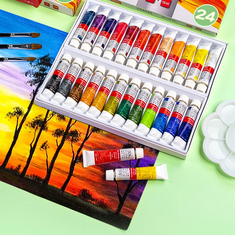 Pintura al óleo WINSOR & NEWTON de 45 ml y 12 ml en tubo, pigmentos estables, juego de pintura al óleo para principiantes, estudiantes y artistas.