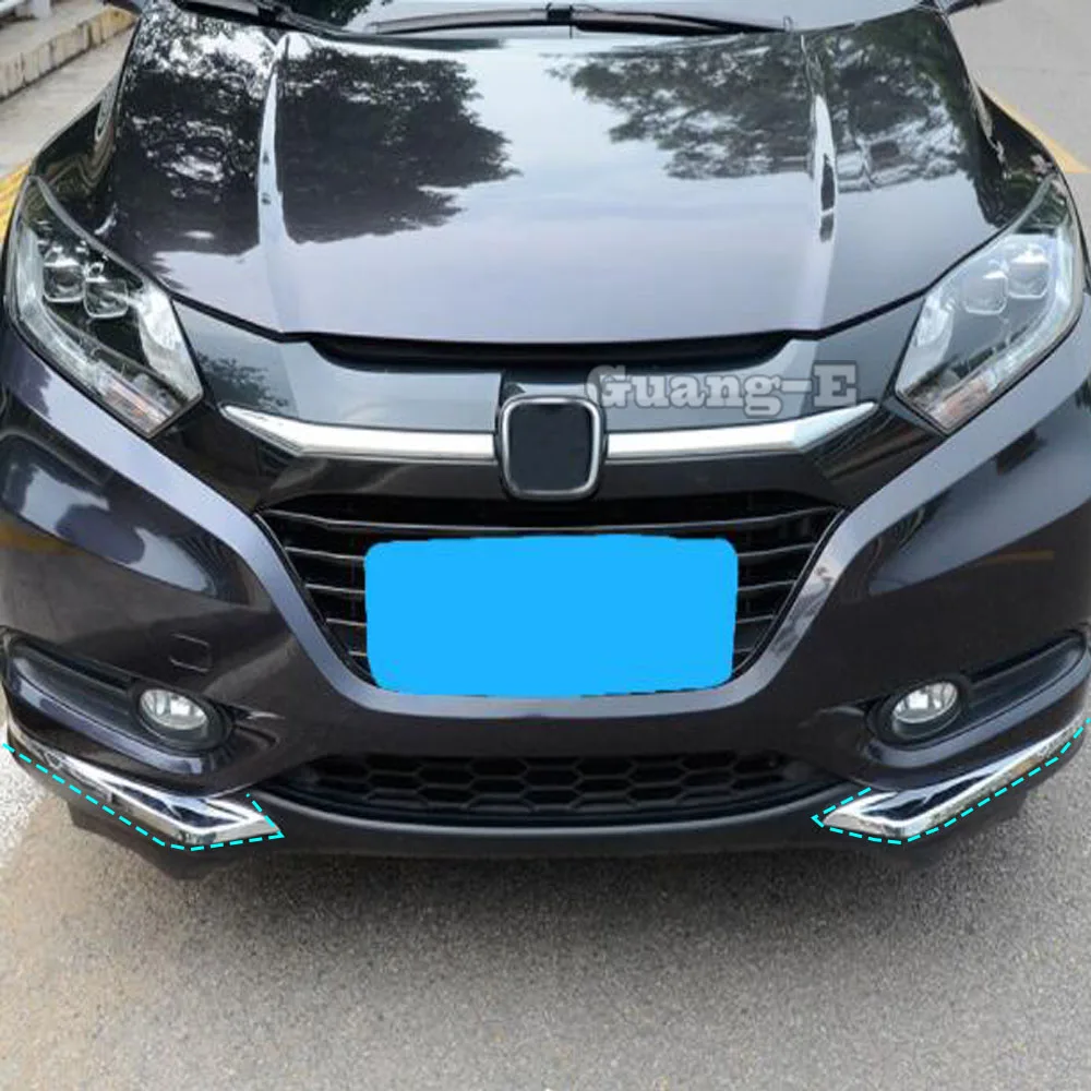 For Honda HR-V HRV Vezel 2014 2015 2016 2017 2018 Car Front Side Bumper Corner Protection Trim Frame ABS Chrome Parts 2pcs