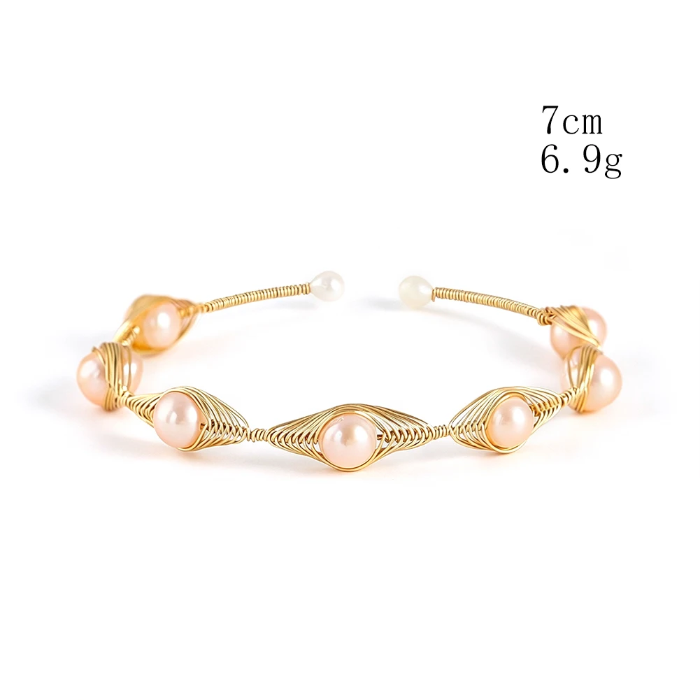 Handcrafted Freshwater Pearl Open-Style Bracelet An Elegant Wrist Accessory Resists Oxidation and Fits a Variety of Wrist Sizes