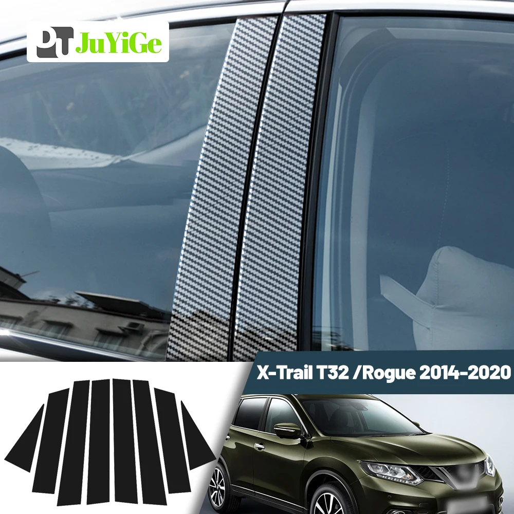 

Glossy Black Carbon Fiber Window Door Deal B C Pillar Post Cover Sticker For Nissan X-Trail X Trail T32 Rogue 2014-2020 2015