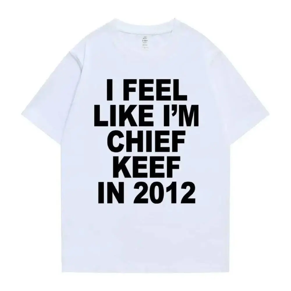 Chief Keef 2012 Print T-Shirt Funny Rap Meme Men's Cotton round Neck Short Sleeve T-Shirt Cartoon Theme Summer Fashion
