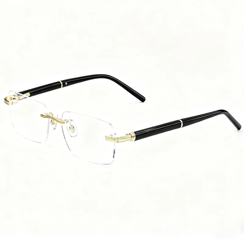 

LUXE Men Concise Square Rimless Glasses Frame Business 56-16-140 for Prescription Eyeglasses Eyewear