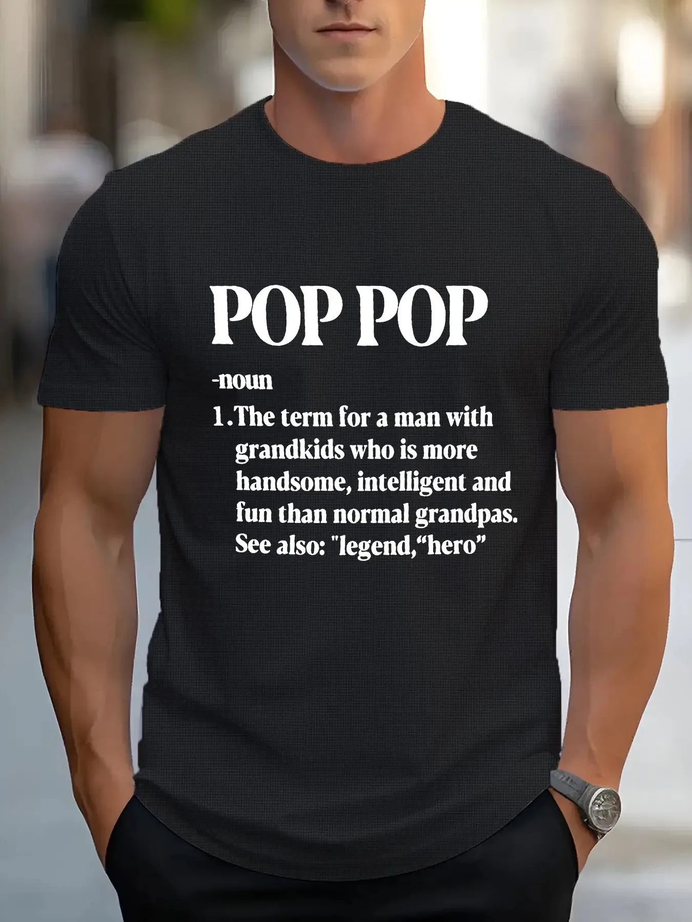 Tees For Men, Funny 'Pop Pop' Grandpa Nickname Print T Shirt, Casual Short Sleeve Tshirt For Summer Spring Fall, Tops As Gifts