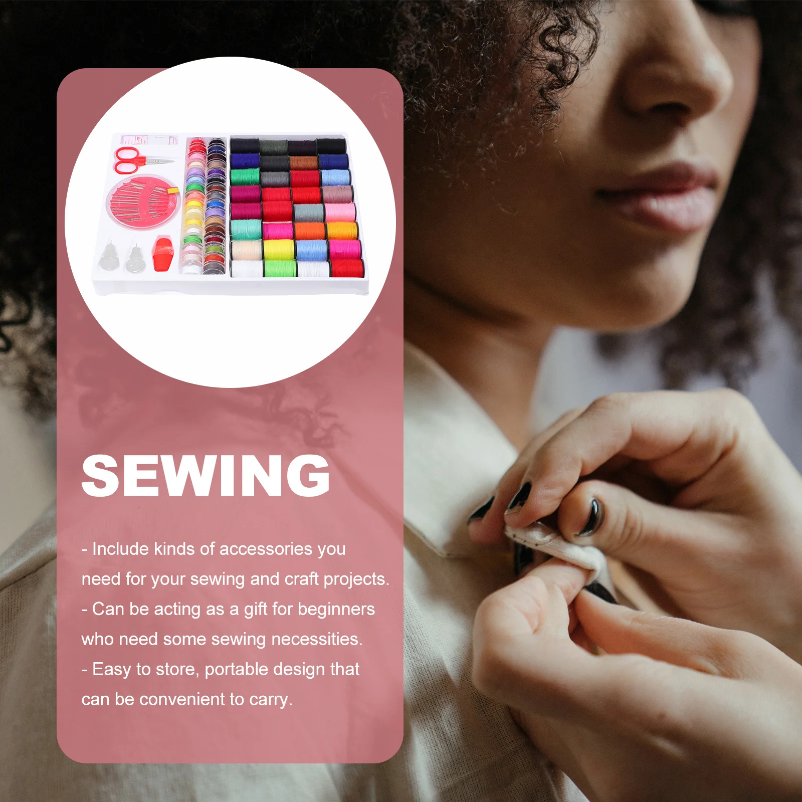 

1Set Sewing Supplies Thread Set Practical Sewing Kit Portable for Travel Home Beginners Hand Stitching Quilting Tools