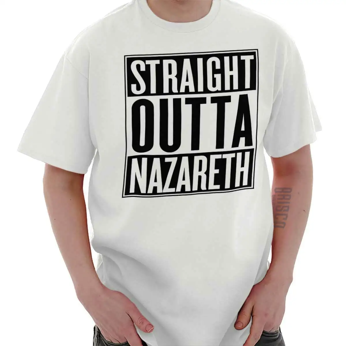 Straight Outta Nazareth Christian Rapper God Adult Short Sleeve Crewneck Tee