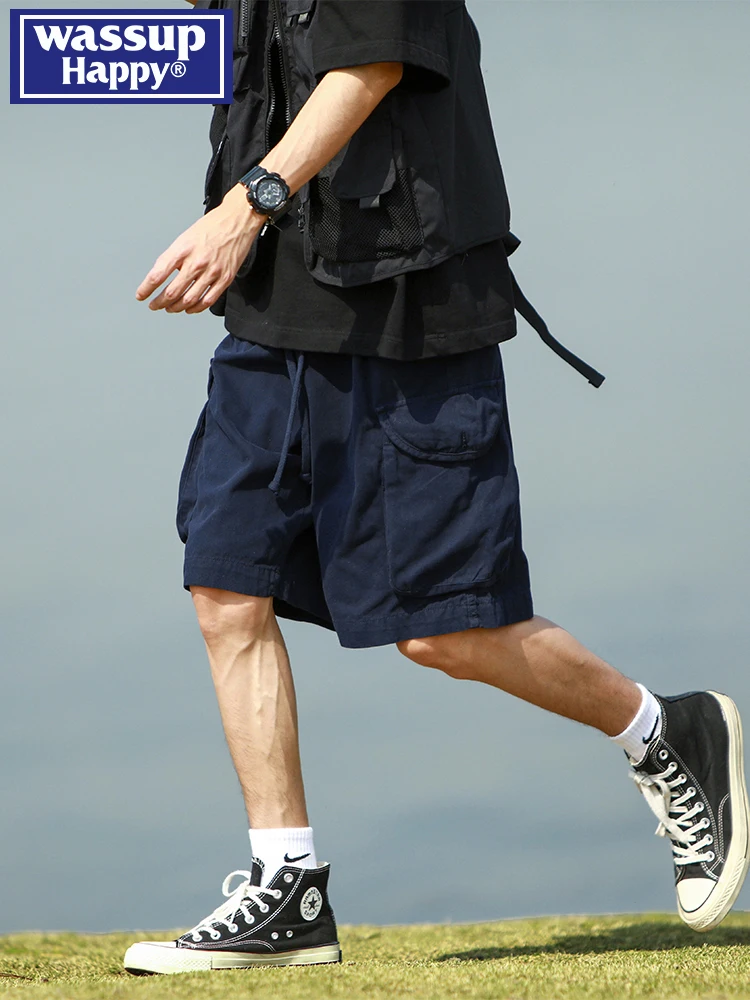 

Wassup Happy Japanese Sle Functional Workwear orts Men Summer Thin Trendy Loose Fit Casual Five-Quarter Length Pants