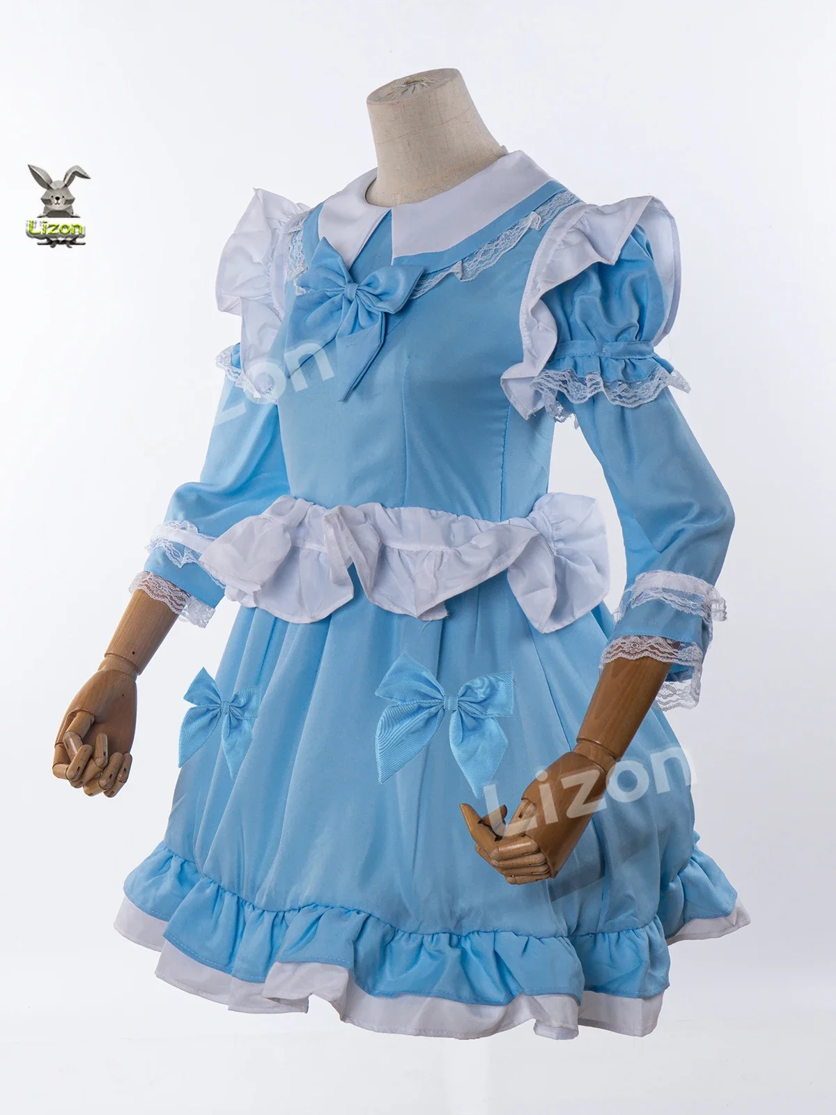 The Poppy Doll Cosplay Costume Dress I Am A Real Girl Women Blue Maid Dress Lolita Halloween Party Dress