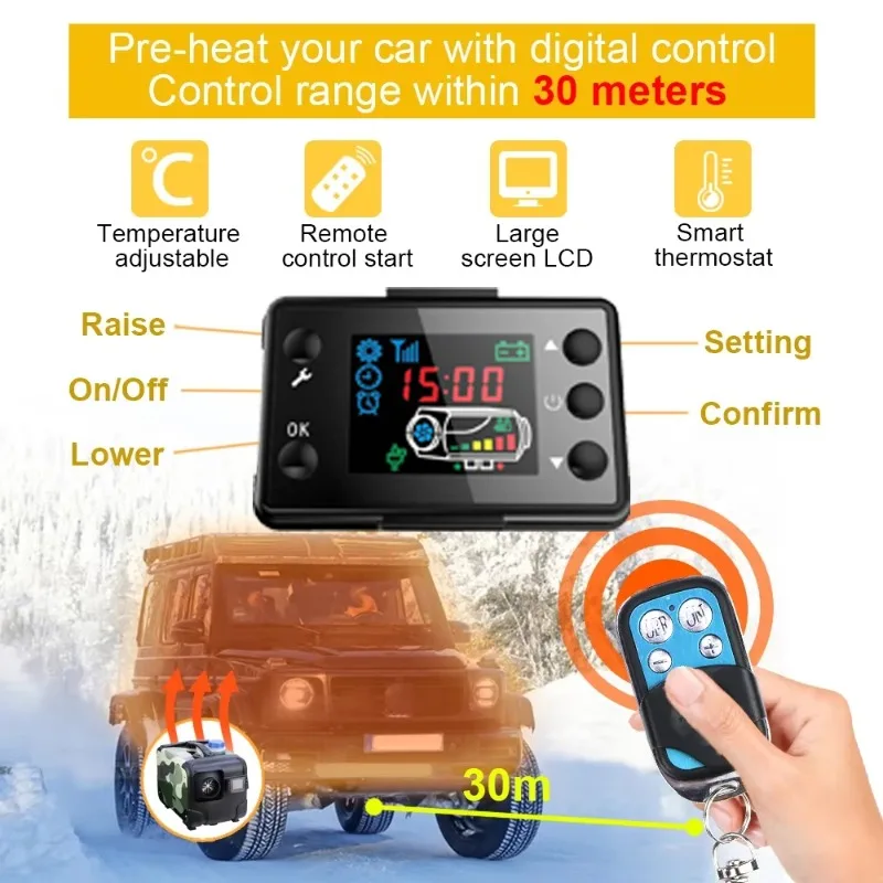 12V 24V 8000W Car Heater Air Diesel Heater Aluminum Shell Air Parking Heater Warmer Wireless LCD Remote Control Engine Preheater