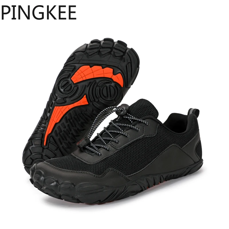 PINGKEE Mesh Upper Barefoot Foot Wide Toe Box Casual Boots For Men Sneakers Trailing Hiking Trekking Male Mens Toebox Shoes