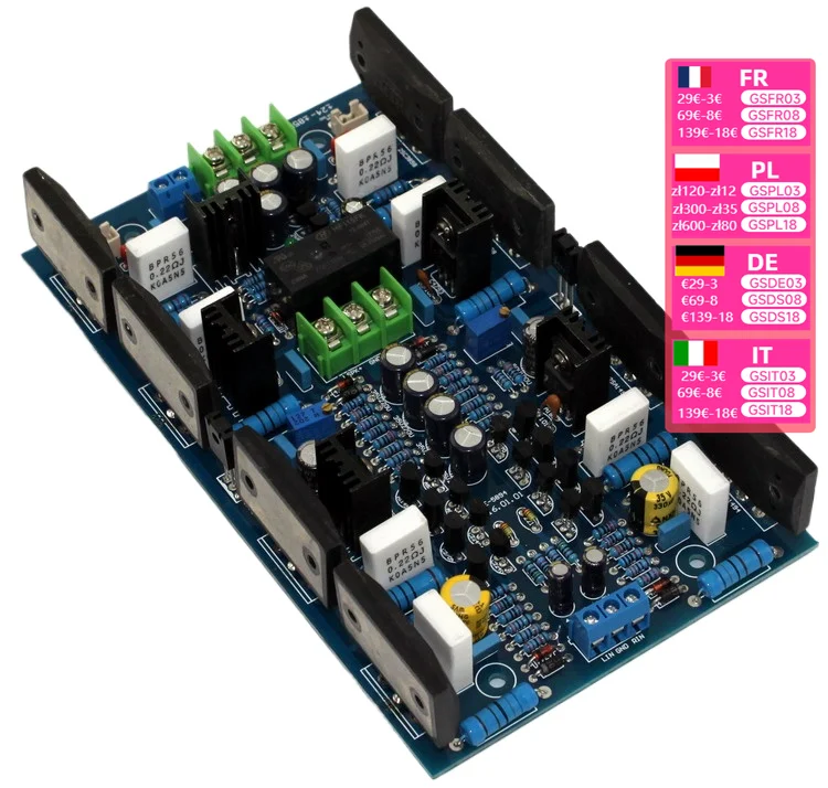 high-power dual channel HiFi amplifier board for high-end pure back-end stage